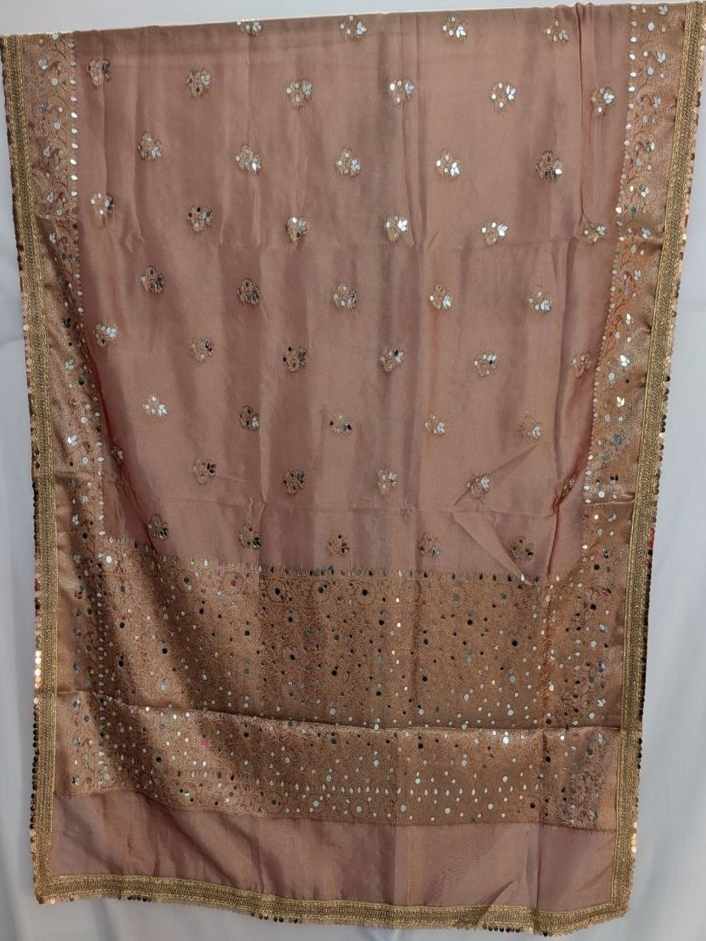 Organza Tissue Dusty Rose Miroor Work Saree for Wedding &amp; Festive Wear with Unstitched Blouse