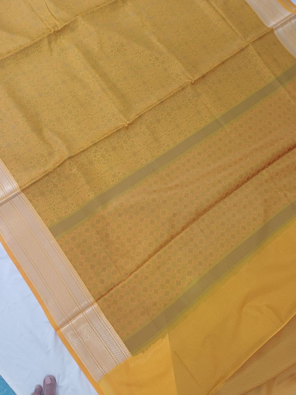 Soft Silk Mustard Woven Design Saree with Unstitched Blouse