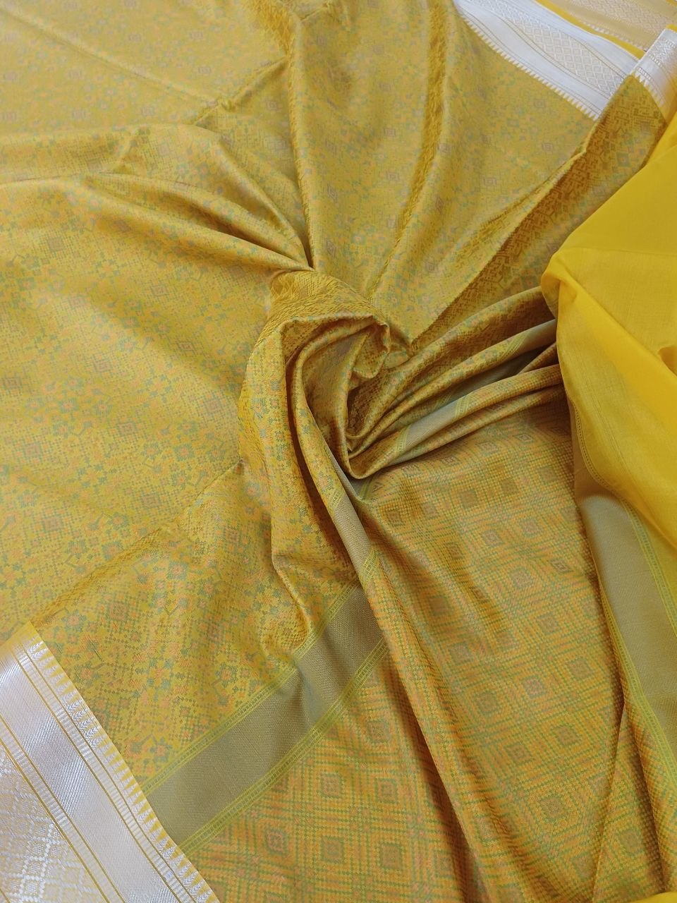Soft Silk Mustard Woven Design Saree with Unstitched Blouse