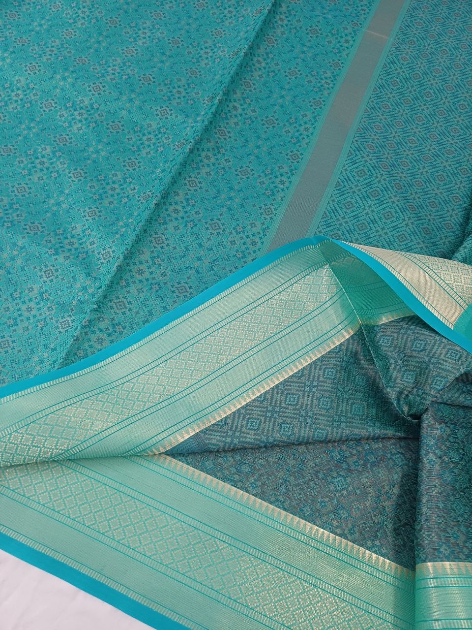 Soft Silk Sky Blue Woven Design Saree with Unstitched Blouse