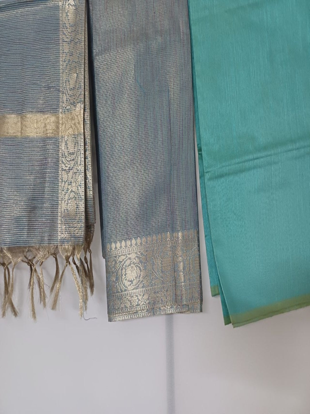 Banarsi tissue Silk 3pc unstitched dress material  Zari weaving border