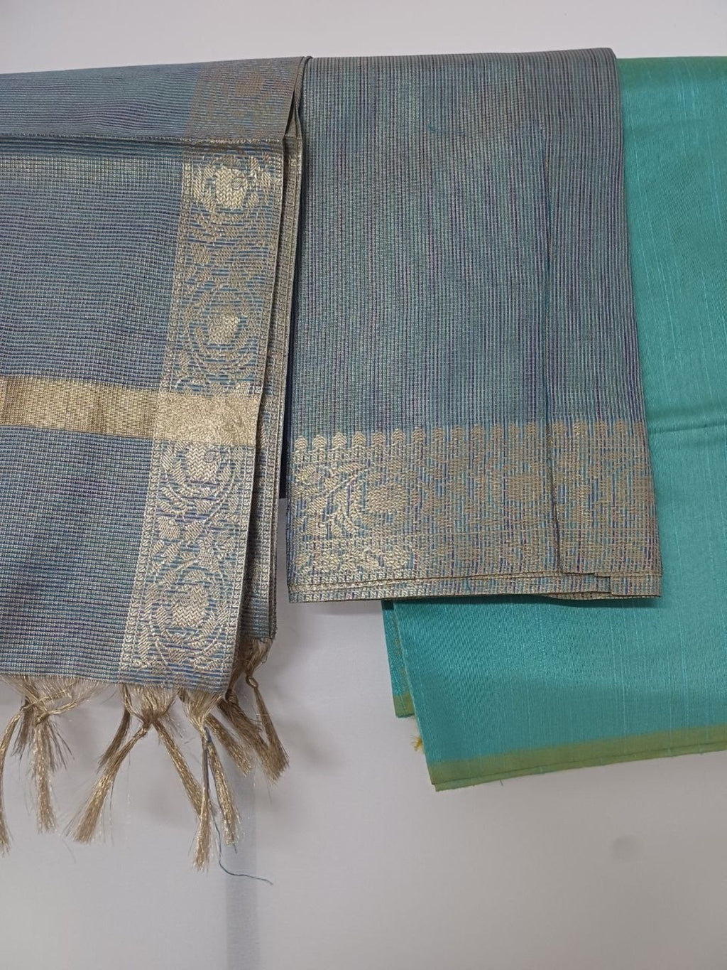 Banarsi tissue Silk 3pc unstitched dress material  Zari weaving border