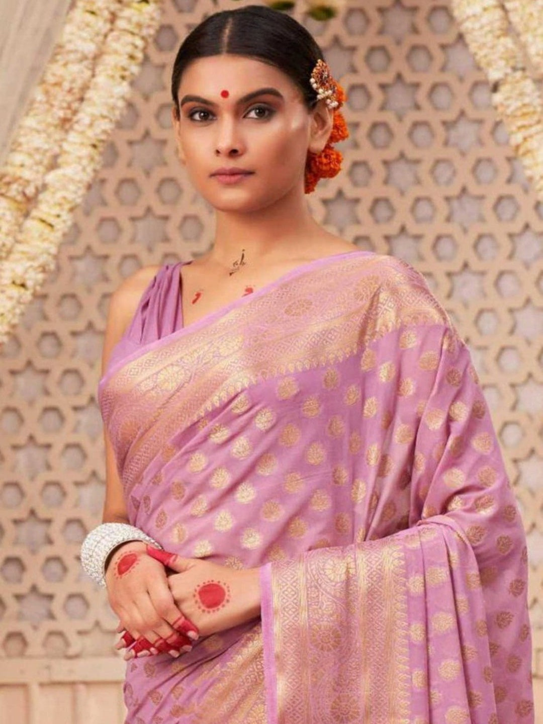 Banarasi Soft Silk Solid Jacquard Weave Saree