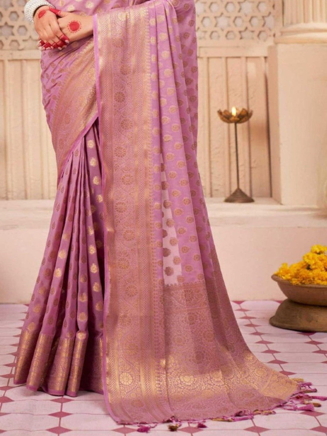 Banarasi Soft Silk Solid Jacquard Weave Saree