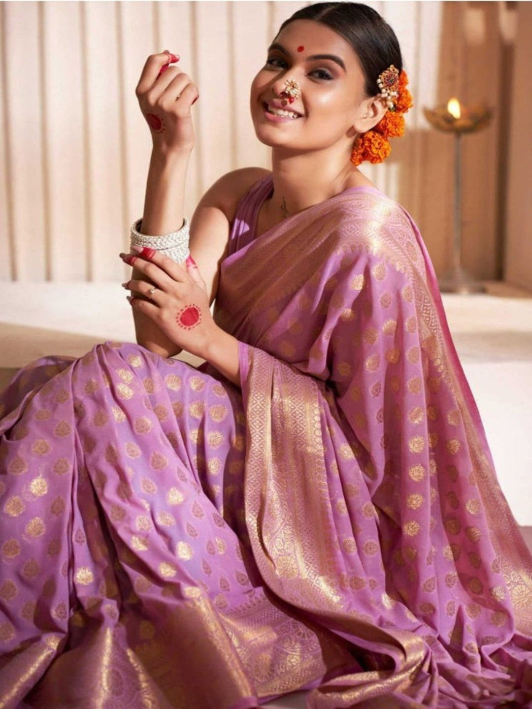 Banarasi Soft Silk Solid Jacquard Weave Saree