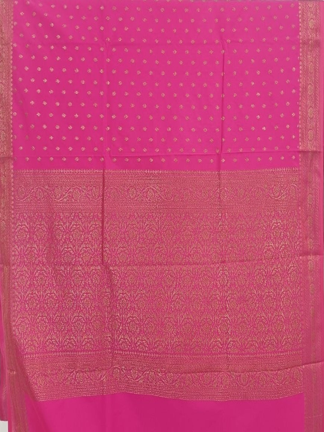 Silk Blend Golden Zari Border Woven Design Saree with Booti/Unstitched Blouse