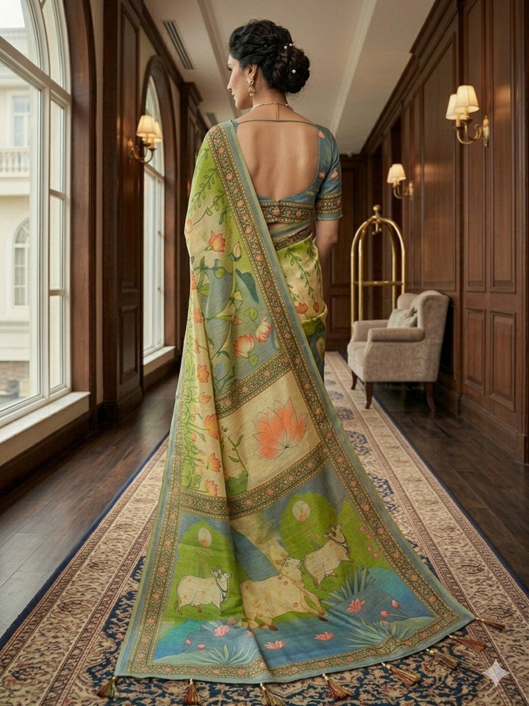 Soft Handloom Fabric Digital Print With Rich Pallu With Heavy Border Saree