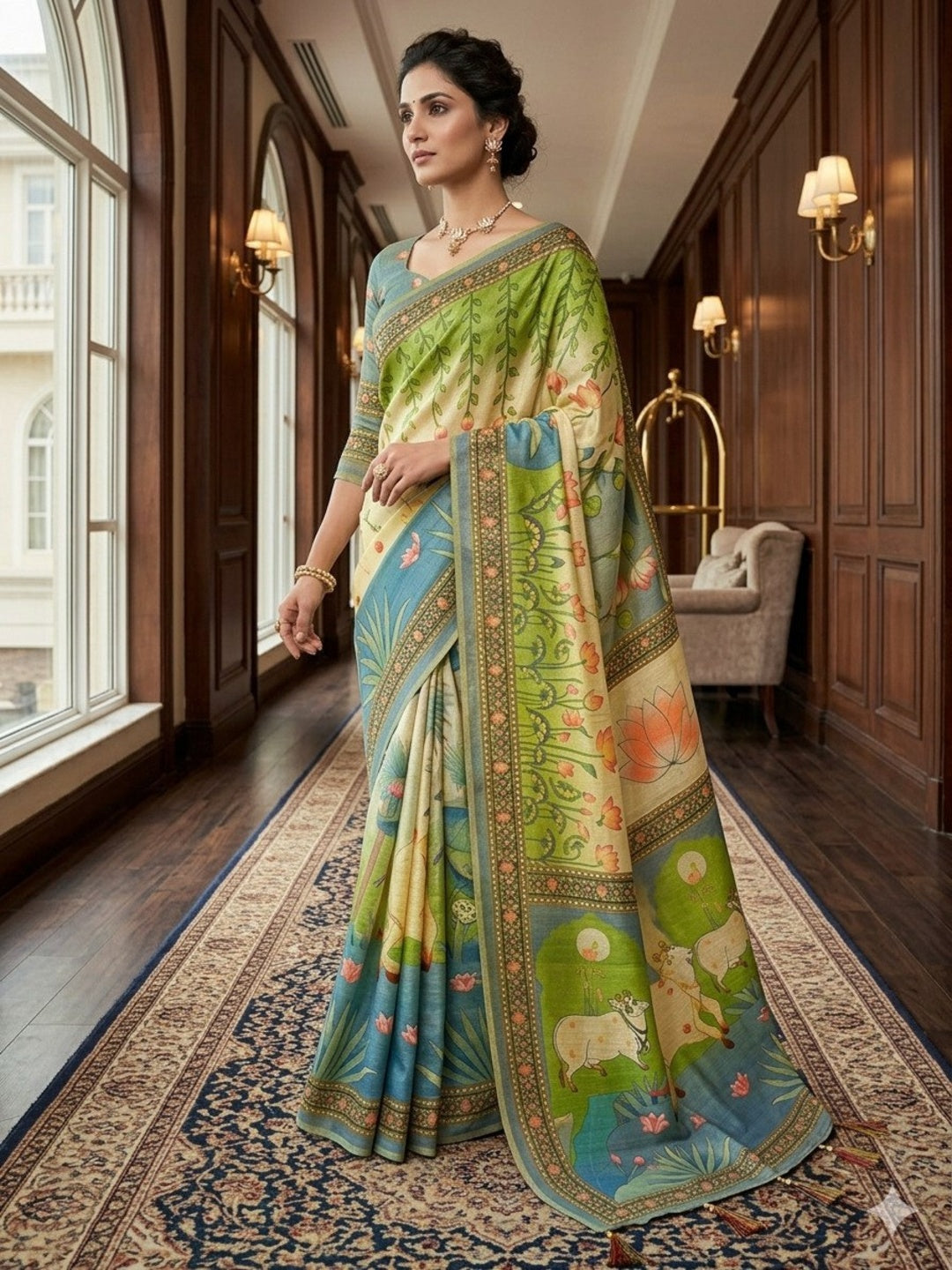 Soft Handloom Fabric Digital Print With Rich Pallu With Heavy Border Saree