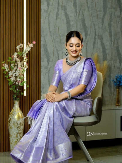 Banarasi Soft Silk Solid Jacquard Weave Saree