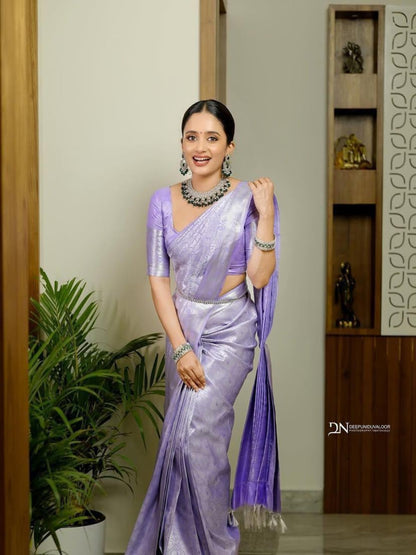 Banarasi Soft Silk Solid Jacquard Weave Saree
