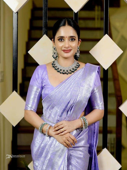 Banarasi Soft Silk Solid Jacquard Weave Saree