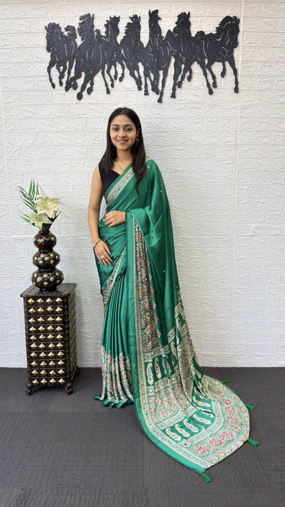 Heavy Mirror Work with Elegant Viscose Latkan Pallu Saree