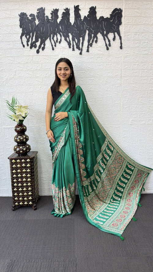 Heavy Mirror Work with Elegant Viscose Latkan Pallu Saree