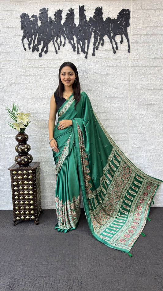 Heavy Mirror Work with Elegant Viscose Latkan Pallu Saree