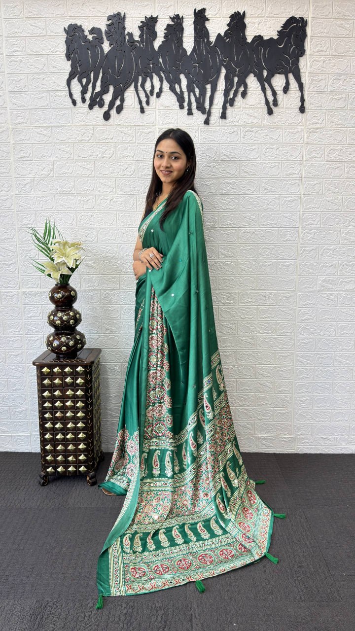 Heavy Mirror Work with Elegant Viscose Latkan Pallu Saree