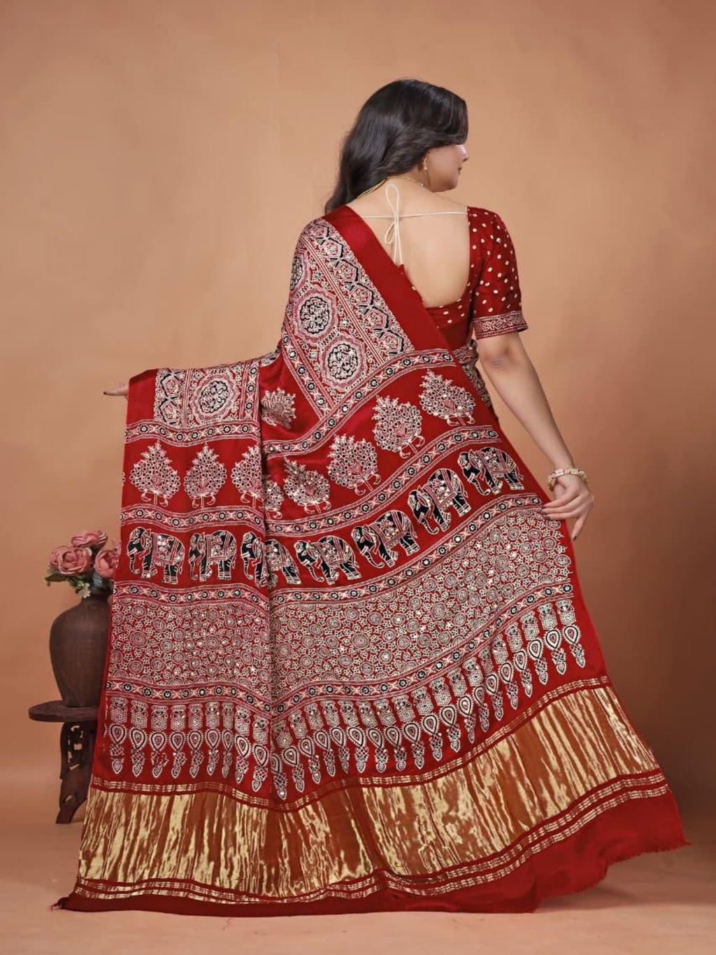 Modal Silk Saree Mirror work