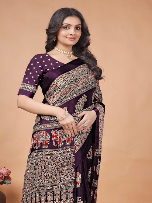 Modal Silk Saree Mirror work
