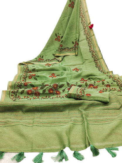 Women Soft Silk Tasapa Saree With Zari Border