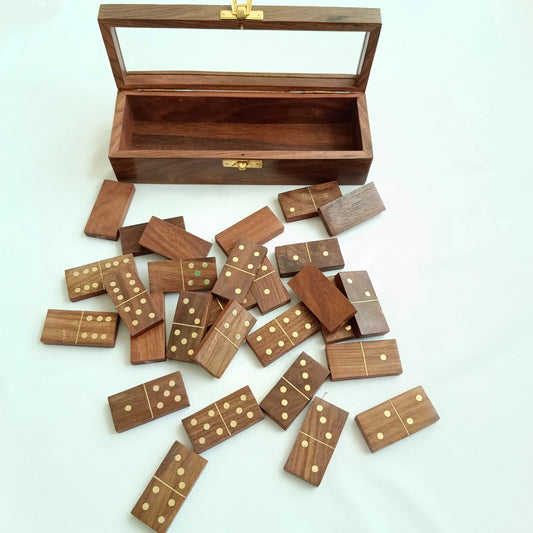 Handmade Rosewood Domino Dice with Storage Case & Glass Top, A Perfect Christmas