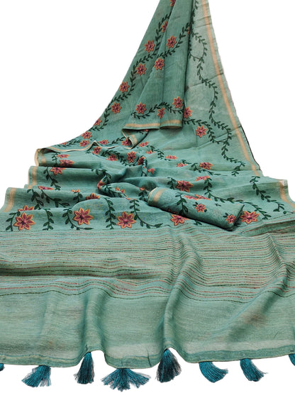 Women Soft Silk Tasapa Saree With Zari Border