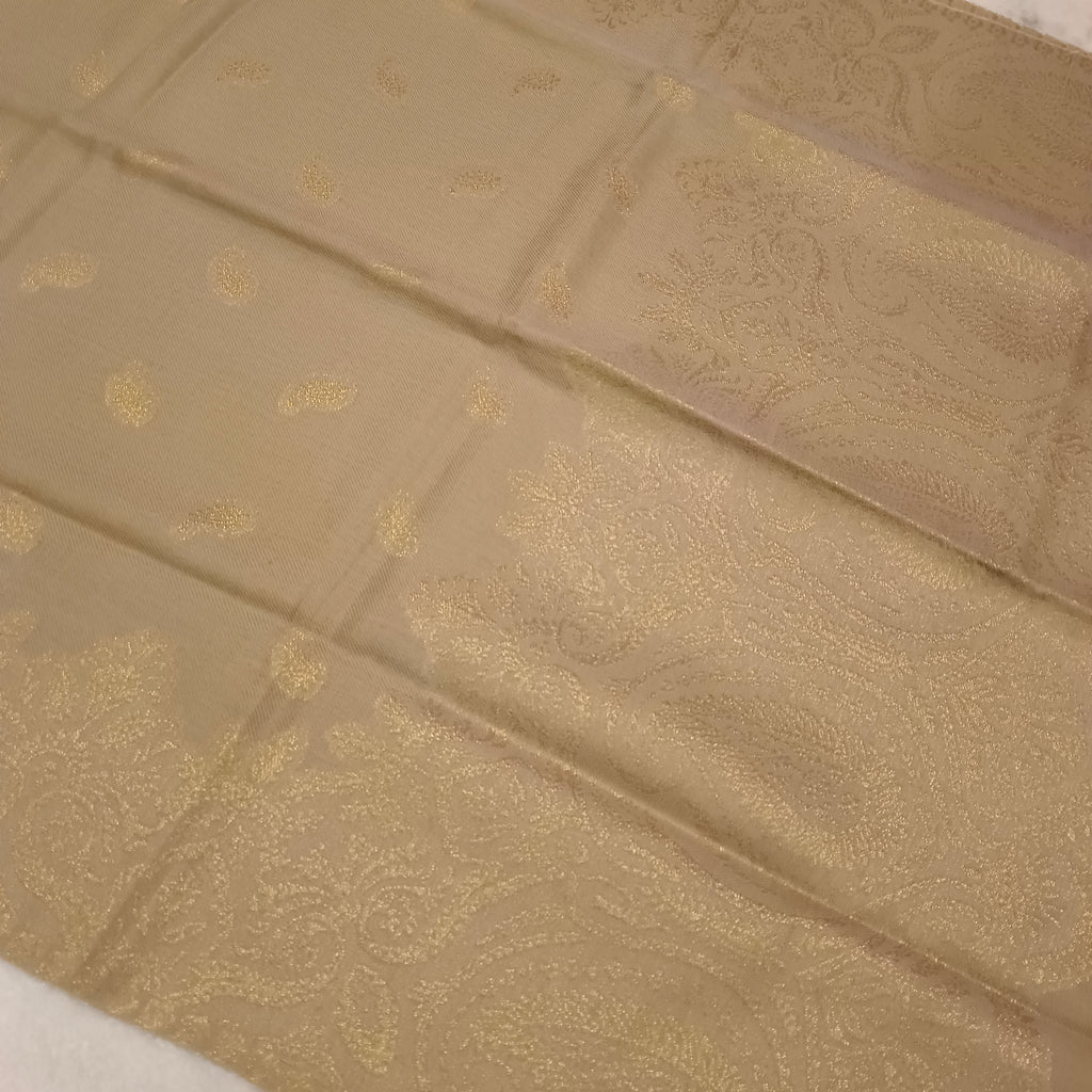Beige stole scarf shawl wrap golden jari work